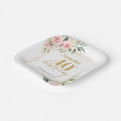 Assiettes En Carton Boho fleurs rousses eucalyptus or 40e anniversaire (Angulaire)