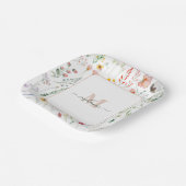 Assiettes En Carton Boho Fleurs sauvages Nom personnalisé Monogramme (Angulaire)