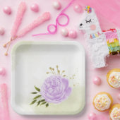 Assiettes En Carton Boho fleurs violettes vert feuille botanique (Fête)