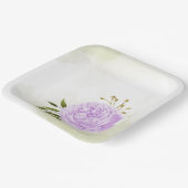 Assiettes En Carton Boho fleurs violettes vert feuille botanique (Angulaire)