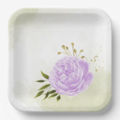 Assiettes En Carton Boho fleurs violettes vert feuille botanique (Recto)