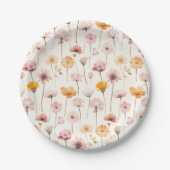 Assiettes En Carton Boho Floral Aquarelle Fleurs sauvages (Devant)