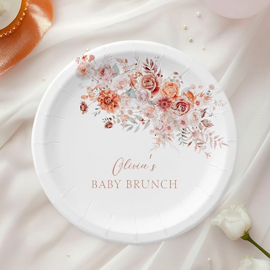 Assiettes En Carton Boho Floral Baby Brunch
