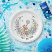 Assiettes En Carton Boho floral birthday bear (Fête)