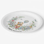 Assiettes En Carton Boho floral birthday bear (Angle)