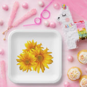 Assiettes En Carton Boho Floral Fleurs Jaunes Pays Floral Mariage (Fête)