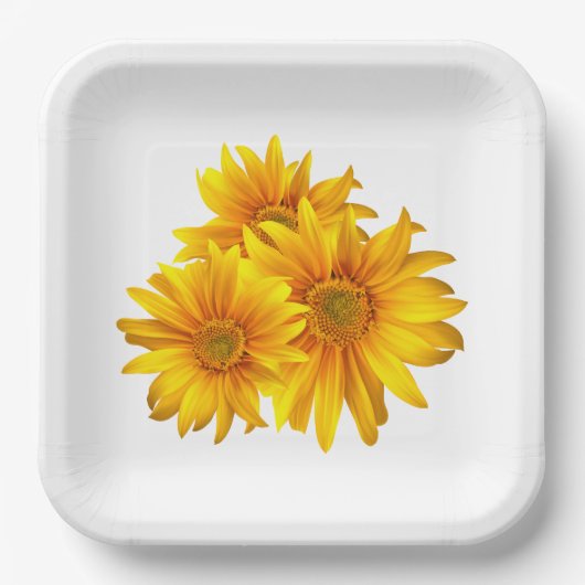 Assiettes En Carton Boho Floral Fleurs Jaunes Pays Floral Mariage (Recto)