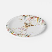 Assiettes En Carton Boho Floral Highland Cow (Angle)