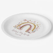 Assiettes En Carton Boho Floral Rainbow Baby Sprinkle (Angle)