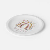 Assiettes En Carton Boho Floral Rainbow Baby Sprinkle (Angle)
