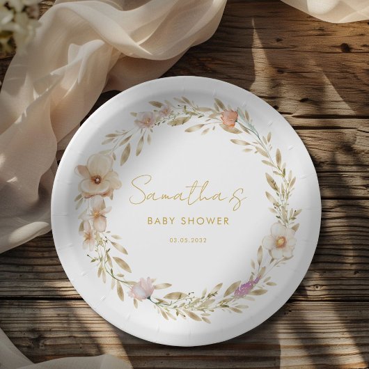 Assiettes En Carton Boho Flower Baby Shower