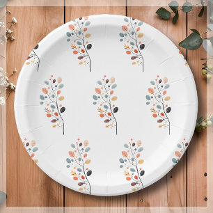 Assiettes En Carton Boho Folk Automne Feuilles Thanksgiving