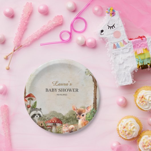 Assiettes En Carton Boho forêt Bois Baby shower rustique (Fête)