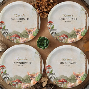 Assiettes En Carton Boho forêt Bois Baby shower rustique