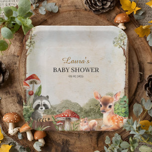 Assiettes En Carton Boho forêt Bois Baby shower rustique
