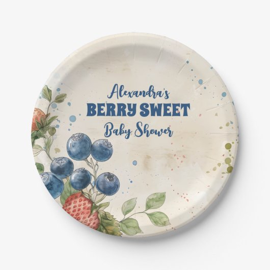 Assiettes En Carton Boho fraise Berry Baby shower doux (Devant)