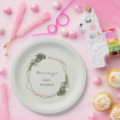 Assiettes En Carton Boho Géométrique Verdure Baby shower neutre genre (Fête)