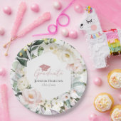 Assiettes En Carton Boho Green Floral Frame Graduation (Fête)