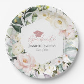 Assiettes En Carton Boho Green Floral Frame Graduation (Devant)