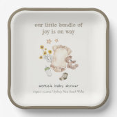 Assiettes En Carton Boho Green Vêtements pour bébés Baby shower neutre (Recto)