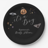 Assiettes En Carton Boho Halloween C'est un Baby shower garçon (Devant)