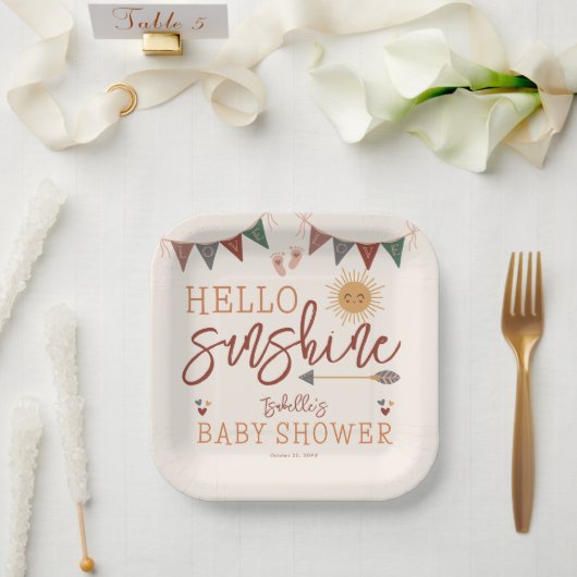 Assiettes En Carton Boho Hello Sunshine Baby shower (Mariage)
