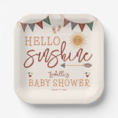 Assiettes En Carton Boho Hello Sunshine Baby shower (Recto)