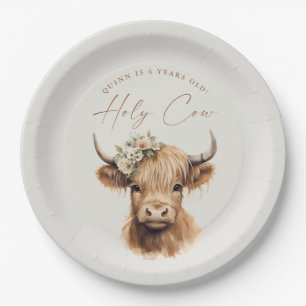 Assiettes En Carton Boho Highland Cow Anniversaire de enfant Party