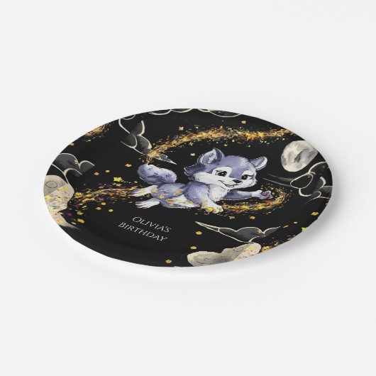 Assiettes En Carton Boho Howling Wolf Anniversaire (Angle)