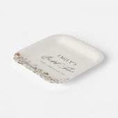 Assiettes En Carton Boho Jardin de Fleurs Mariée Script de Réception (Angulaire)