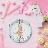 Assiettes En Carton Boho Kangaroo Baby shower Bleu Chevron Plaque papi (Fête)