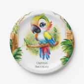 Assiettes En Carton Boho Kids Parrot Anniversaire (Devant)