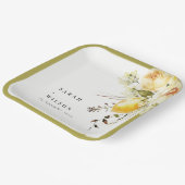 Assiettes En Carton Boho Lemon Aquarelle jaune Mariage floral (Angulaire)