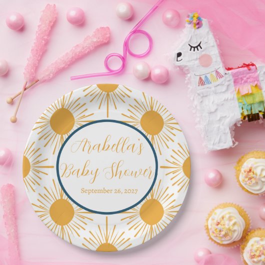 Assiettes En Carton Boho Little Ray of Sun Baby shower neutre (Fête)