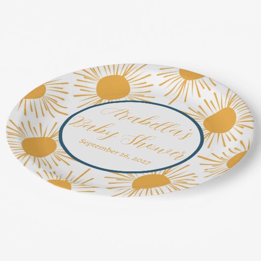 Assiettes En Carton Boho Little Ray of Sun Baby shower neutre (Angle)