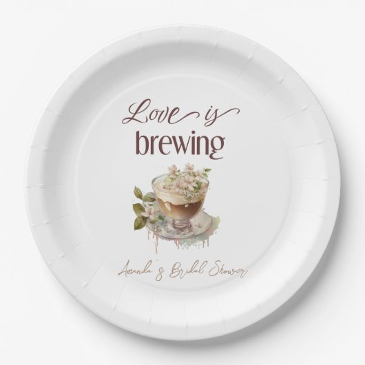 Assiettes En Carton Boho Love brasse Fête des mariées florale Brunch (Devant)