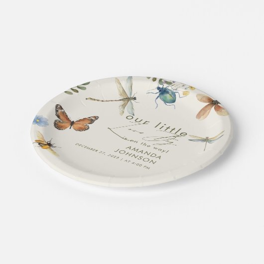 Assiettes En Carton Boho Love Bug Insectes baby shower libellule (Angle)