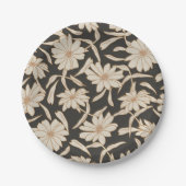 Assiettes En Carton Boho Mariage botanique moderne noir ivoire (Devant)