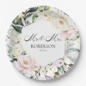 Assiettes En Carton Boho Mariage de cadre fleuri (Devant)