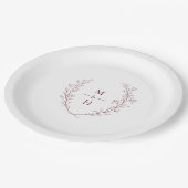 Assiettes En Carton Boho Modern Botanical Monogram Wedding Party (Angle)