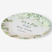 Assiettes En Carton Boho Modern Watercolor Dinosaur Greenery Boy (Angle)