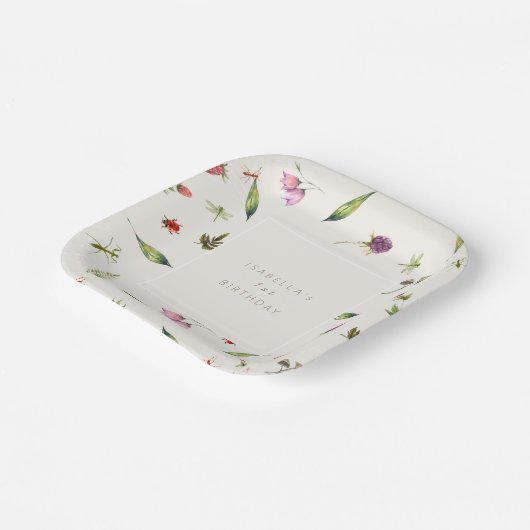 Assiettes En Carton Boho Moderne Insectes Bois Baies Plaque en papier (Angulaire)