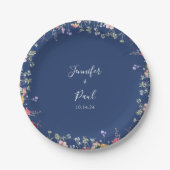 Assiettes En Carton Boho Multicolor Fleur sauvage Mariage gâteau (Devant)