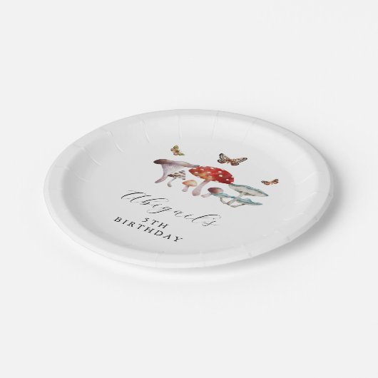 Assiettes En Carton Boho Mushroom fête d'anniversaire (Angle)