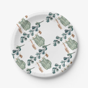 Assiettes En Carton Boho neutre du genre   Baby shower aquarelle