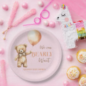 Assiettes En Carton Boho Nous Pouvons Beary Attendre Pink Bear Girl Ba (Fête)