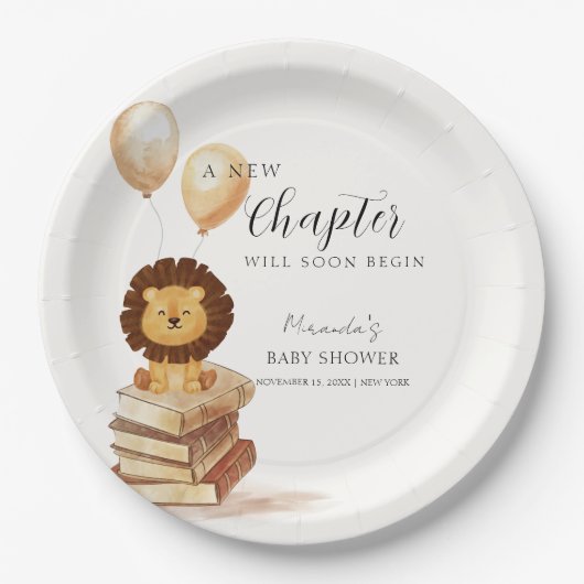 Assiettes En Carton Boho Nouveau chapitre Wild Lion Balloon Baby showe (Devant)