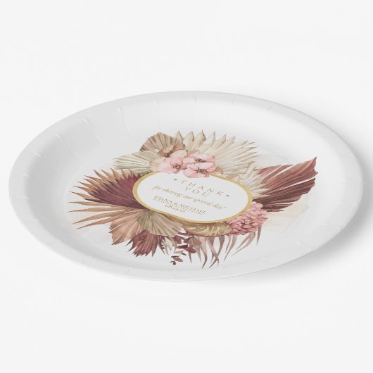 Assiettes En Carton Boho Oasis Mariage Floral Merci V2 ID959 (Angle)