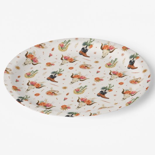 Assiettes En Carton Boho occidental (Angle)