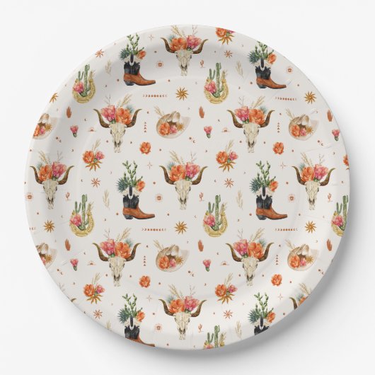 Assiettes En Carton Boho occidental (Devant)